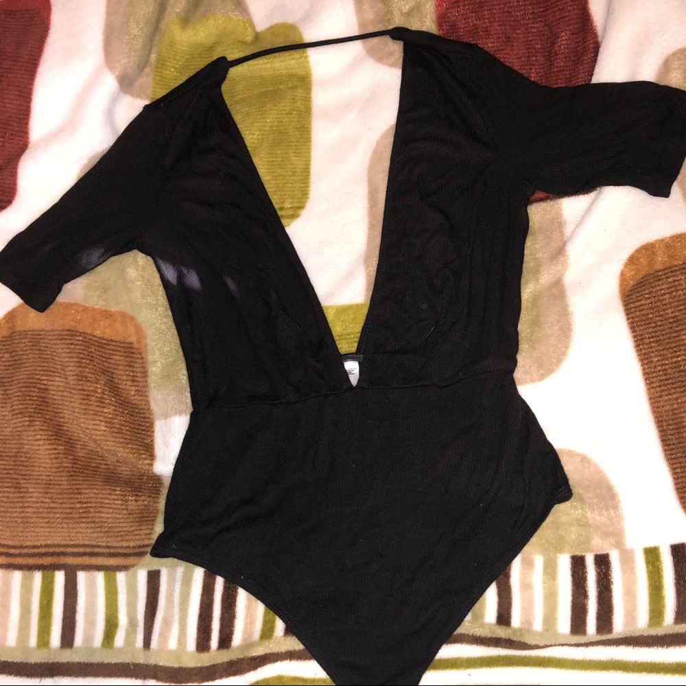 Deep vneck body suit